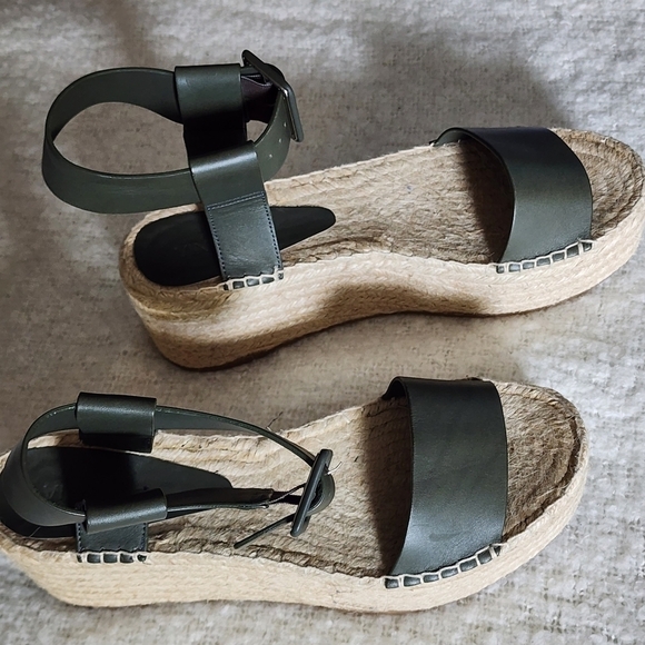 Vince Chunky platform leather espadrille color military green size 10M - Picture 7 of 10